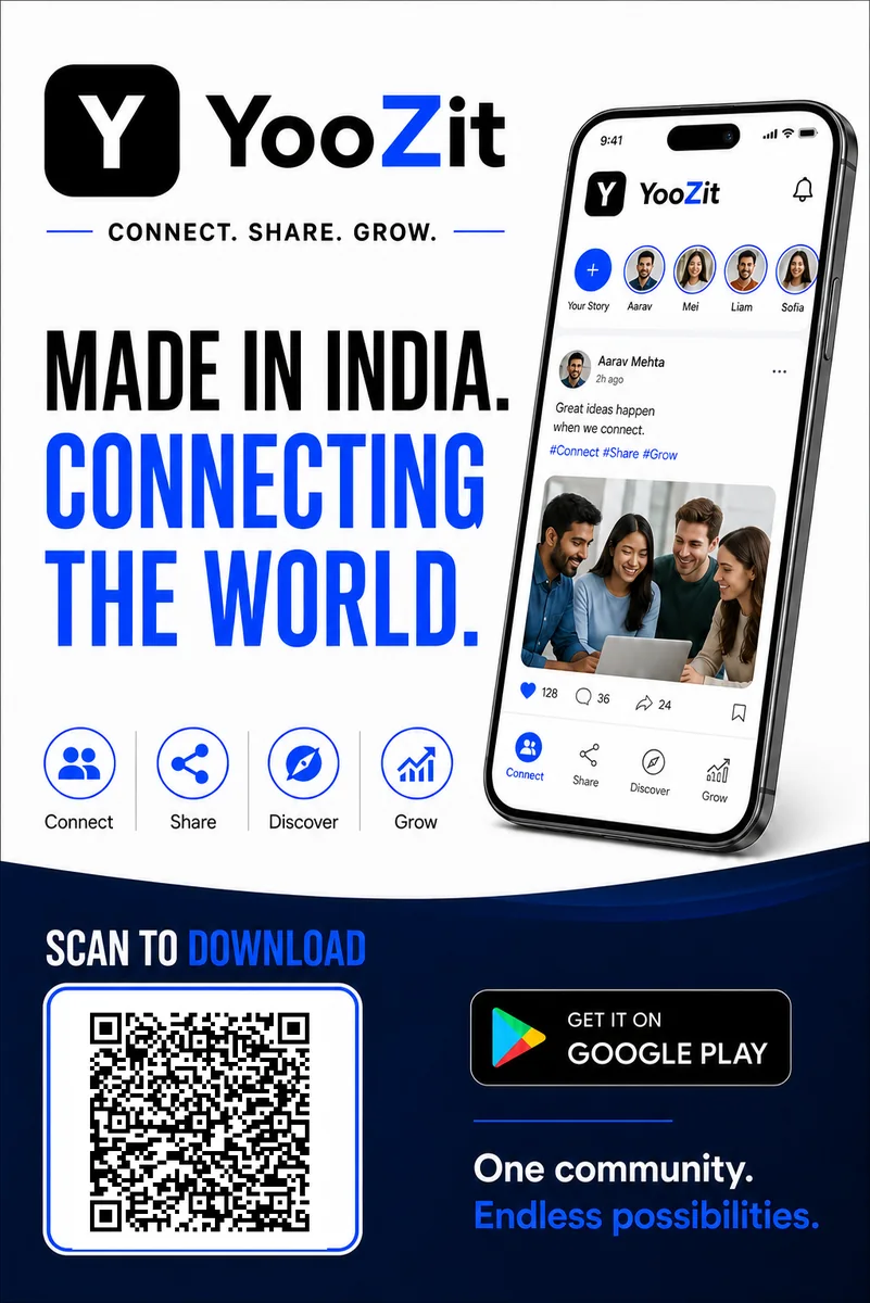 YooZit Google Play installation poster with QR code